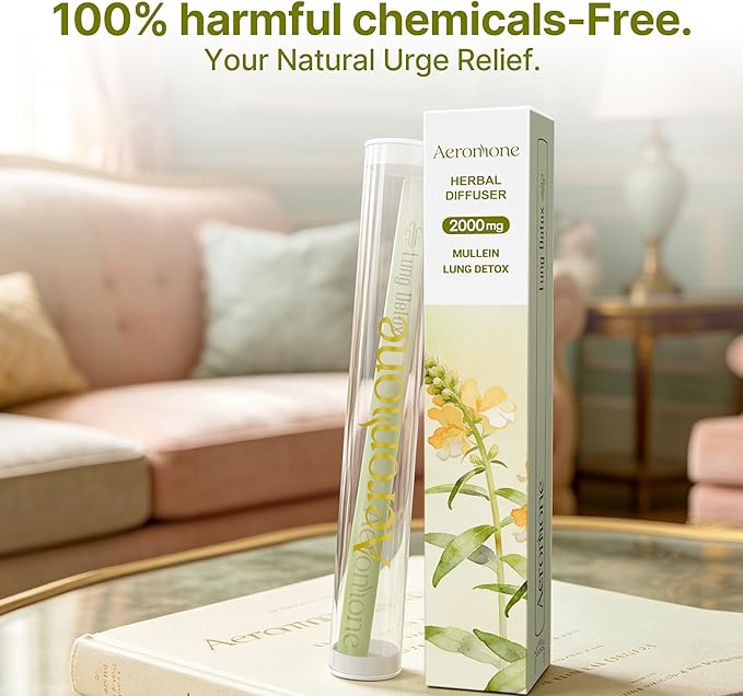 Mullein & Peppermint Essential Oil Ambient Scent Diffuser - 2ml | Enjoy 2000mg pure botanical blend for mindful relaxation. Pocket-sized, passive natural fragrance for daily wellness & focus.