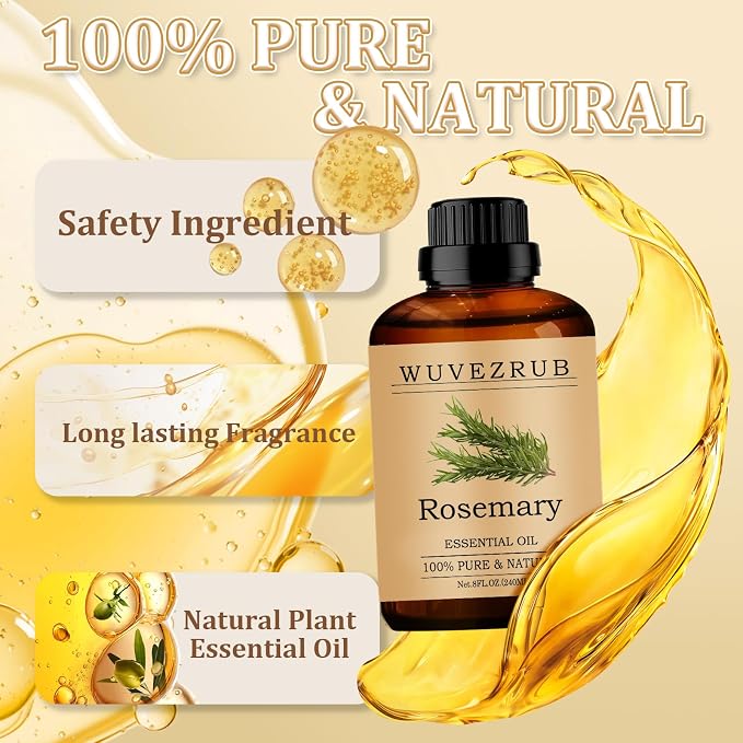 Rosemary Essential Oil 240ML - 100% Pure and Natural Oils for Aromatherapy Diffuser - 8 Fl Oz/Rosemary