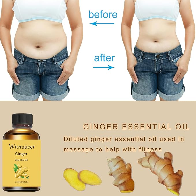 Ginger Oil 4 Oz -Premium Ginger Essential Oil for Skin, Massage, Diffuser, DIY Soap & Aromatherapy 120 mL