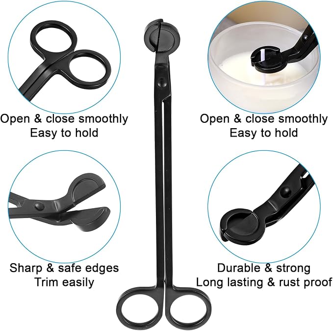 5 Pack Wholesale Candle Wick Trimmer Cutter, Stainless Steel Wick Clipper Cutter, Matte Black Wick Candle Scissor, Reaches Deep Into Candles to Cut Spent Wicks