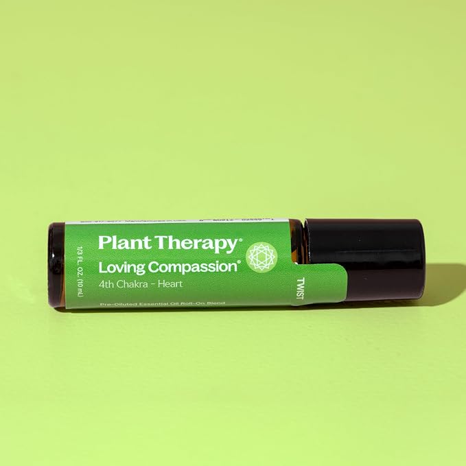 Plant Therapy Chakra 4 Loving Compassion (Heart Chakra) Essential Oil Blend, 10 mL (1/3 oz), Pre-Diluted Roll-On for Easy Topical Application, Great for Meditation and Yoga