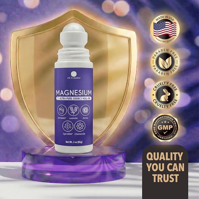 Dr. Robaina Lavender Magnesium Roll On – Zechstein Magnesium & OptiMSM with Lavender Oil for Sleep Support, Nighttime Leg Comfort & Relaxation, 3 oz