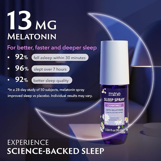 Lavender & Chamomile Sleep Spray with Melatonin – Natural Pillow Mist for Deep Sleep, Warm & Grounding Bed Spray for Adults, Gifts for Teen Girls and Women