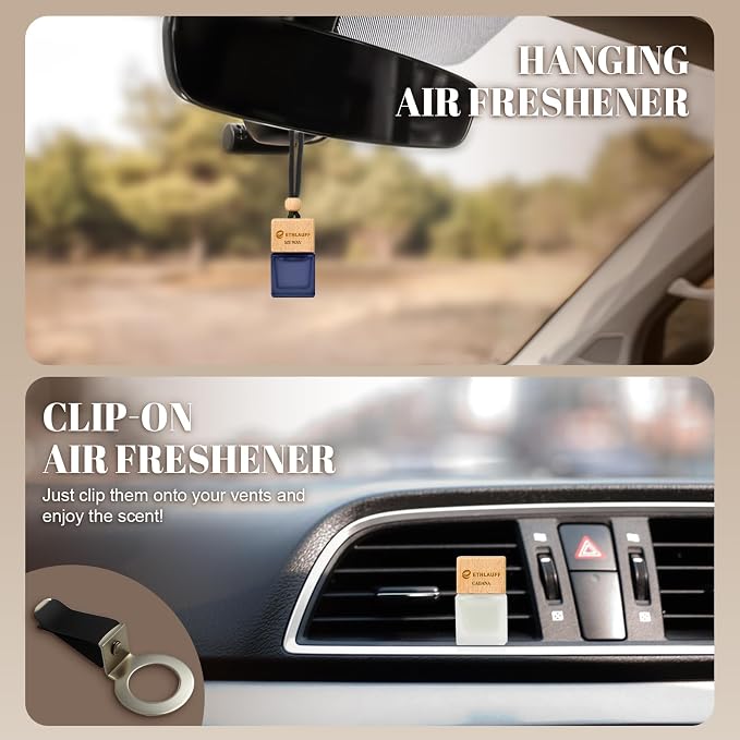 Car Air Freshener 3 Pack - 1 Way, Dream On, Cabana Hotel Collection Diffuser Oil Inspired The One Hotel, Car Fresheners for Women & Men, 45+ days Long Lasting, 0.27 FL OZ/8ML