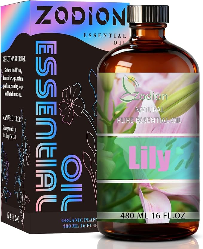 Lily Essential Oil - Lily Fragrance Oil for Diffuser, Massage, Humidifier, DIY Candle, Soap Making, Home, Bath, Yoga -, 16 fl oz (480ml) - ZODION Essential Oils