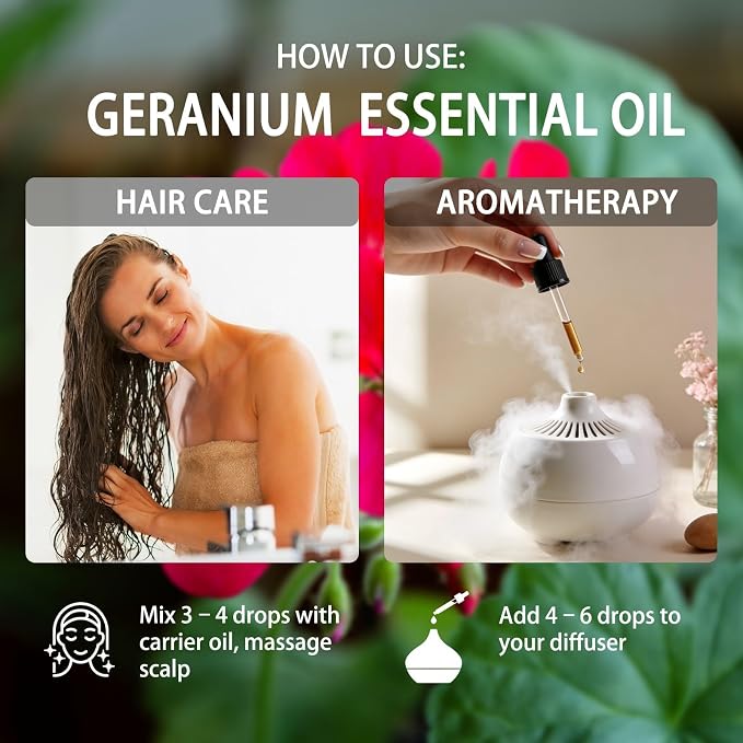 Geranium Essential Oil - Geranium Fragrance Oil for Diffuser, Massage, Humidifier, DIY Candle, Soap Making, Home, Bath, Yoga - 16 fl oz (480ml) - ZODION Essential Oils
