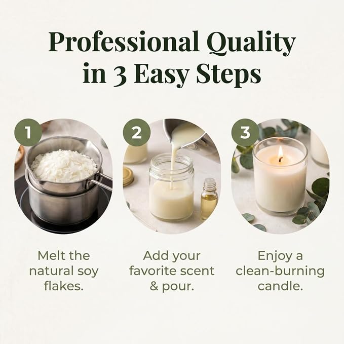 The Candlemaker's Store Natural Soy 464 Wax for Candle-Making: 10 lb Flakes, 115-120F Melt Point