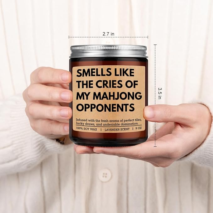 GSPY Scented Candle, Mahjong Gifts for Women, Men - Mah Jongg Gifts, Mahjongg Party Accessories - Funny Birthday, Mothers Day, Game Night Ideas for Mahjong Lovers, Players, Group, Hostess, Friend, Her