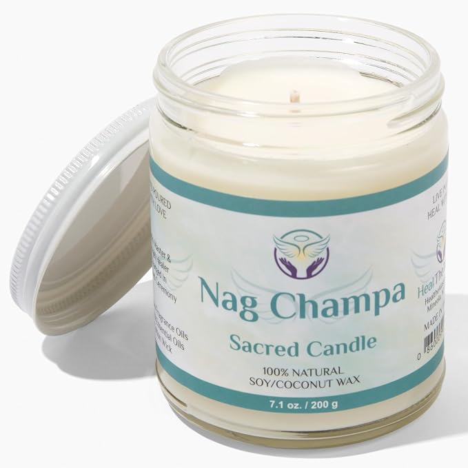 Heal The Masses White Sage Candles for Cleansing House Chakra Healing | Energy Cleansing Smudge Candle | Natural Aromatherapy Candle | Sage for Cleansing House Negative Energy (7 oz) (Nag Champa)