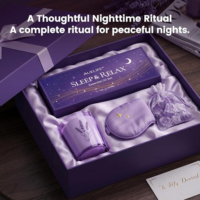 Essential Oils for Diffuser for Home, Sleep Essential Oil Set for Relaxation, Humidifiers, Candle & Soap Making, Relax Diffuser Oils Gift Set for Mom & Dad with Lavender, Sandalwood, Chamomile & More