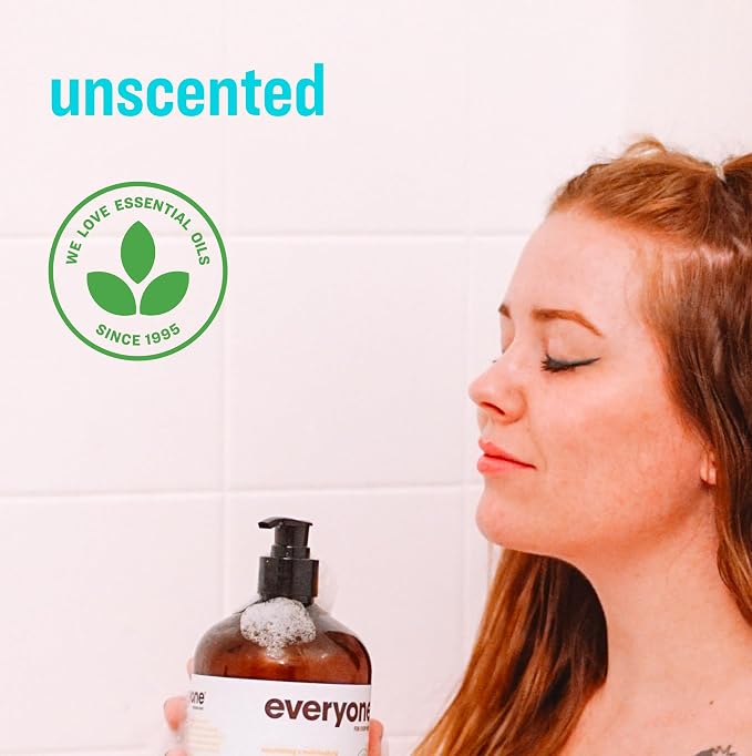 Everyone 3-in-1 Soap,Body Wash,Bubble Bath,Shampoo,32 Ounce,Unscented,made for Men and Women,(Pack of 4)