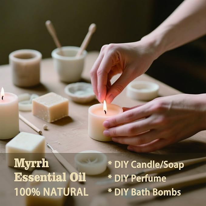 Myrrh Essential Oil, Myrrh Oil for Meditation, Diffuser, Humidifier, Massage, DIY Soap, Candle, Skin Care, Yoga, Gift Ready,Myrrh Fragrance Oil - MLYNKL Essential Oils (4.33 fl oz / 130ml)
