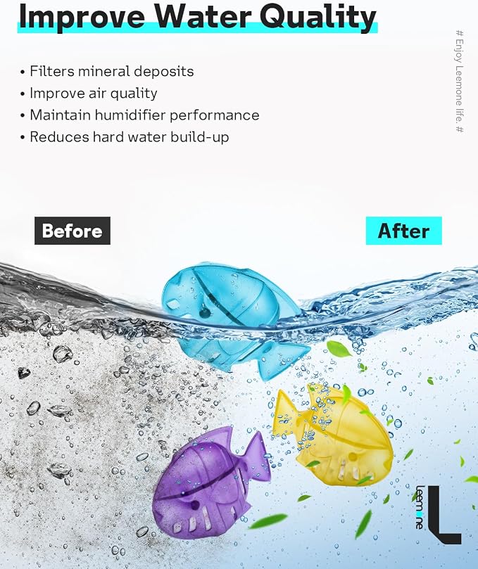 Leemone Humidifier Cleaning Fish for Humidifiers & Fish Tanks, 10 Pack Humidifier Cleaner, Purifies Water, Reduces Scale