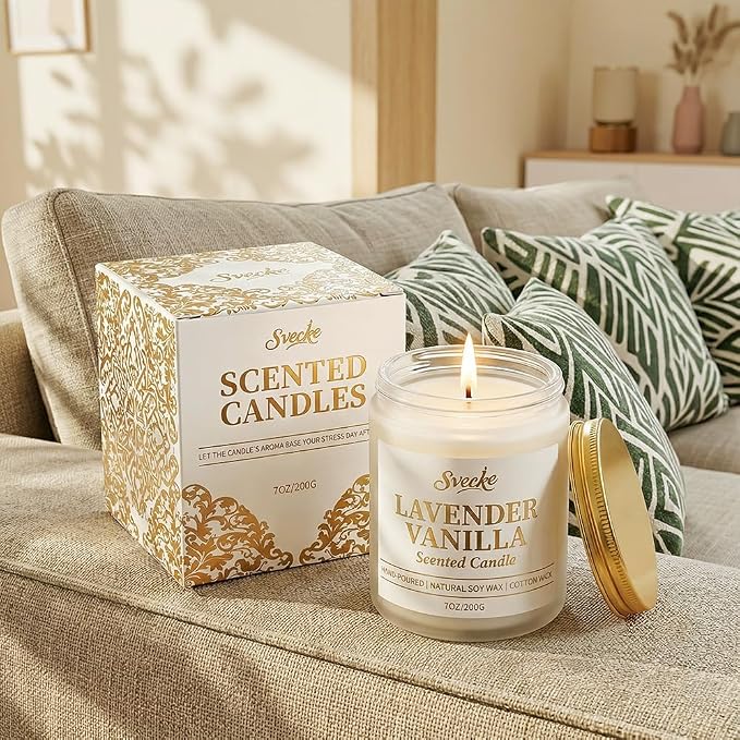 Lemon Scented Candle 7oz Soy Wax Jar Candle Long Burning Aromatherapy Candle for Home Bedroom Gift for Women Men Housewarming New Home Gift