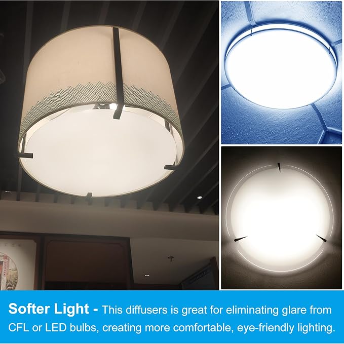 PATIKIL Lampshade Diffuser, 10.5" Diameter Round Diffuser for Drum Lampshades Pendants Light, DIY Light Shield, Frosted White