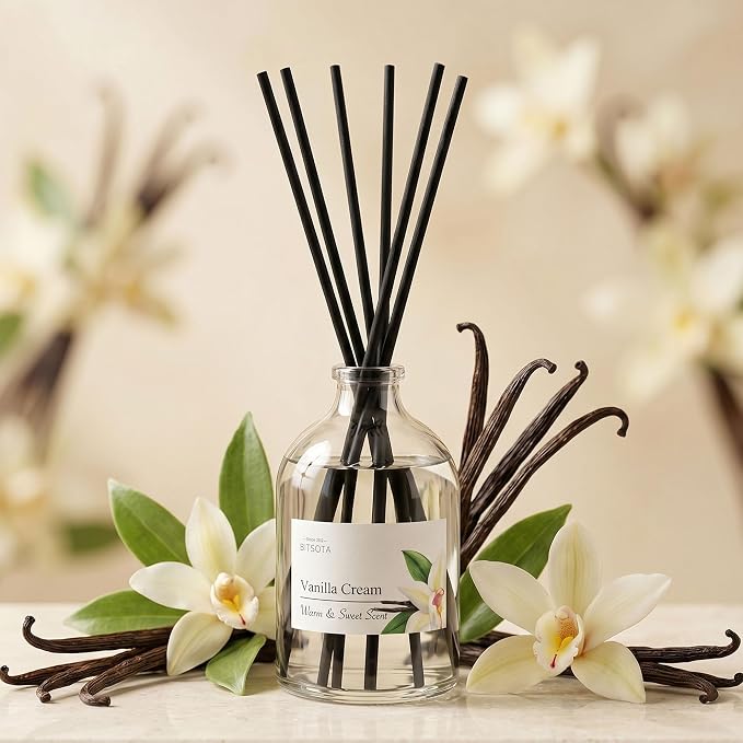 Reed Diffuser Set for Bathroom & Home, Long Lasting Essential Oil Aroma, Glass Bottle Home Fragrance with Sticks, Ideal Gift for Woman