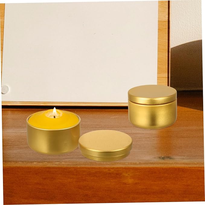 DIYEAH 24 Pcs Round Aluminum Candle Tins Bulk for DIY Candle Making Portable Metal Jars for Solid Aromatherapy Gift Containers for Crafts Candies and Small Storage