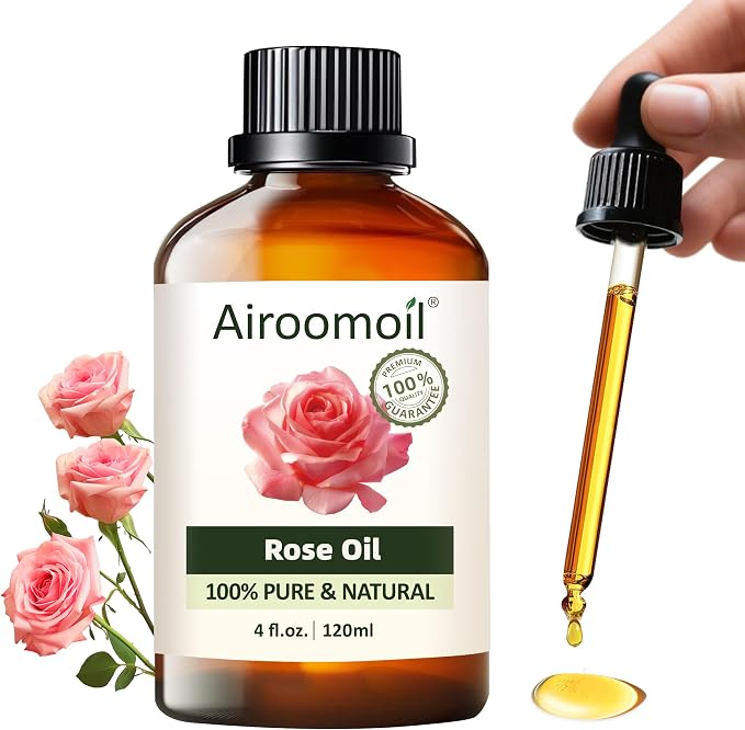 Rose Essential Oil 4 fl oz, 100% Natural Rose Oil for Diffuser, Humidifier, DIY, Aromatherapy, Potpourri, Soft-to-Medium Floral Aroma, Large Value Bottle for Home Fragrance & Crafts