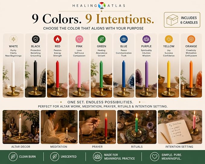 6 Inch Taper Candle 6 Pack Spell, Wicca, Santeria, Energized Candles Velas de 6 Pulgadas Paquete de 6 Velas (Blue (6 Pack)