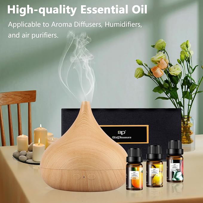 Refresh Essential Oils Set, 6x10ml Fragrance Oils Kit for Diffuser, Humidifier, Aromatherapy, Air Purifier - Orange, Breathe Easy, Citronella, Jasmine & Camellia, Lemon, Lavender