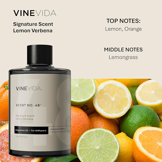 VINEVIDA [16 Fl Oz] Lemon Verbena Fragrance Oil for Cold Air Diffusers, Essential Oils for Diffuser Oil Refill & Air Freshener Room Spray