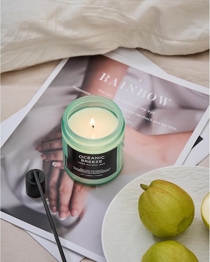 M&SENSE Oceanic Breeze Home Scented Candles, 7.05oz Natural Soy Wax, 50-Hour Slow Burning, Non Toxic Organic Candle, Aromatherapy Fragrance for Stress Relief, Housewarming Gifts for Women/Men