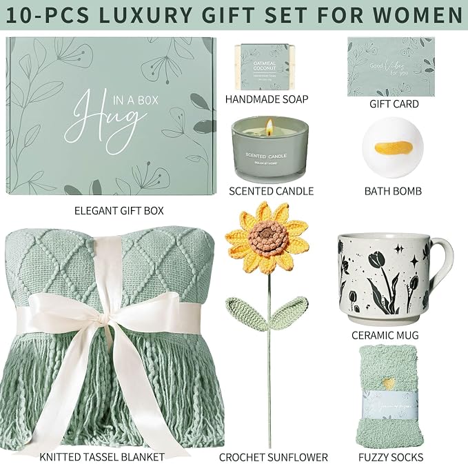 Get Well Gifts for Women Get Well Soon Gift Baskets for Women, Thinking of You Warm Spa Self Care Package After Surgery with Luxury Gift Baskets for Mom Wife Friend