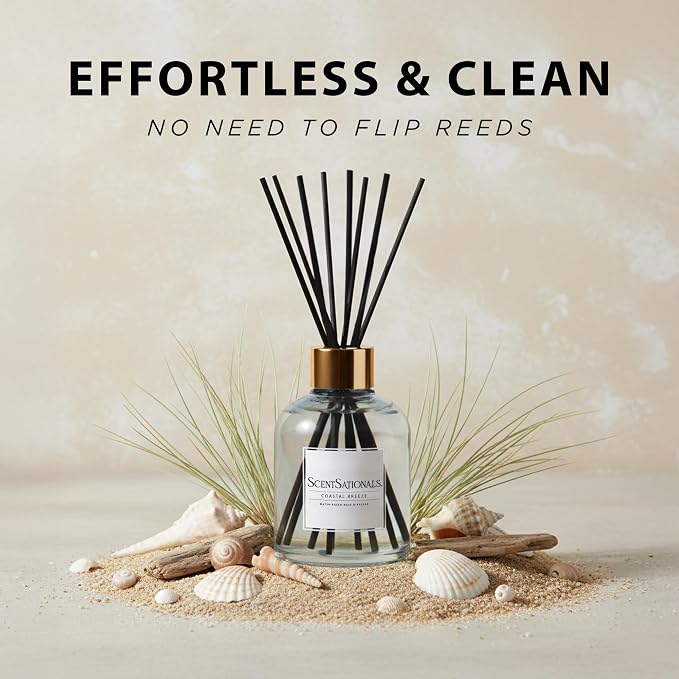 ScentSationals Water-Based Reed Diffuser - Coastal Breeze - 5 FL OZ Aromatherapy Reed Diffuser