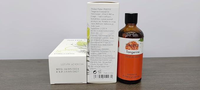 PHATOIL 3.38FL.OZ Tangerine Essential Oil, for Aromatherapy Diffusers, Humidifiers, Great for DIY Candle and Soap Making, Huge 100ML Bottle