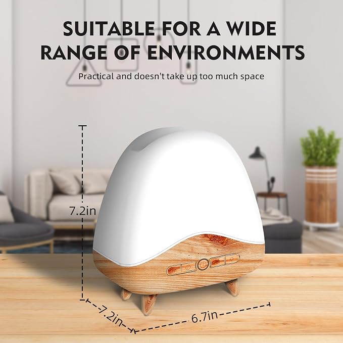 Night Light Essential Oil Diffuser with Flame, 300ML Ultrasonic Aroma Diffuser, 7 Color Lights with Remote Control, Cool Mist, Timed Mist, Auto Shut-Off for Home, Bedroom, Hotel, Office, Yoga (White)