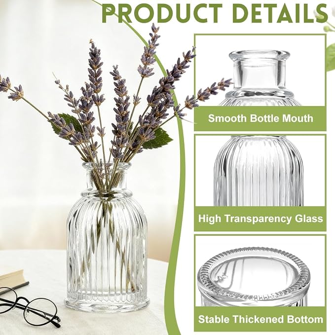 Glass Diffuser Bottles 2.9 High 40ml 1.35 Fl Oz Round Aroma Bottles Diffusers Vase Fragrance Accessories Use for DIY Replacement Reed Diffuser Sets Craft Projects Wedding Party
