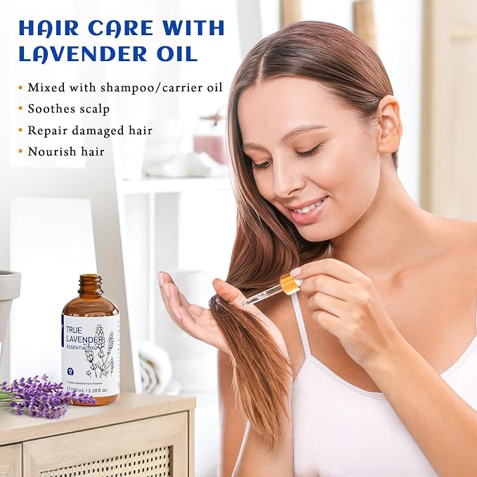 HIQILI Lavender Essential Oil - 100% Pure Undiluted, for Aromatherapy Diffuser at Room & Office, Relax Mind and Better Sleep, Therapeutic Grade | 100ML with Glass Dropper