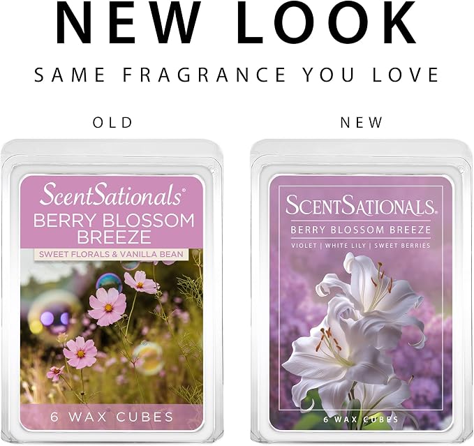 Scentsationals Berry Blossom Breeze Scented Wax Melts - Violet, White Lily, & Sweet Berries, 10oz (24 Cubes)