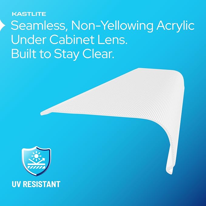 KASTLITE Curved Under Cabinet Light Cover Replacement | White Ribbed Acrylic Undercabinet Lens Diffuser | 36"L x 2-7/8"W x 1"H | Filters Under Counter Lights for Kitchen, Bathroom & Vanity | Shape H