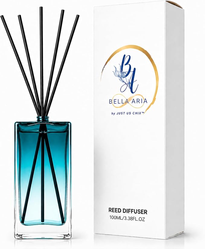 Reed Diffuser for Home Fragrance – Summer Sea Breeze Scent 100ml with Reed Sticks, Long Lasting Flameless Diffuser for Bathroom, Bedroom & Living Room Decor, Giftable Glass Bottle