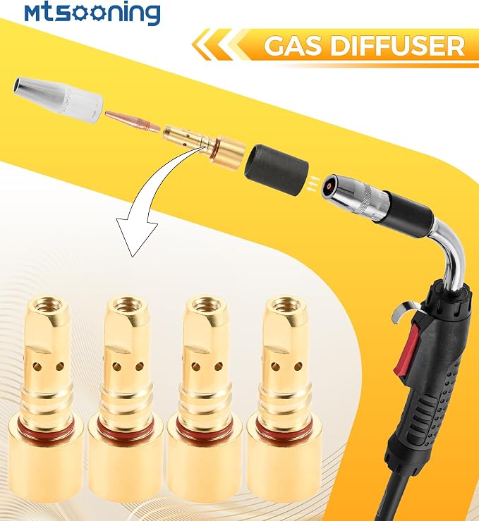 4-Pack KP2746-1 Thread-On Gas Diffuser Compatible with Lincoln Magnum PRO 200L 250L 300L MIG Welding Guns, 200A/250A/350A Replacement Parts