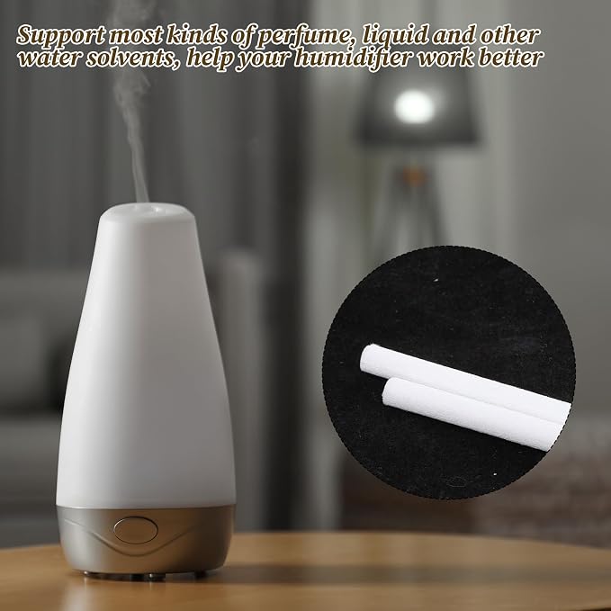 50PCS Humidifier Stick Filter Refill, 0.3"×4" Mini Air Diffuser Pure Wicks Universal Cotton Replacement Wicks for Small Portable Humidifier Diffuser in Office Bedroom Home