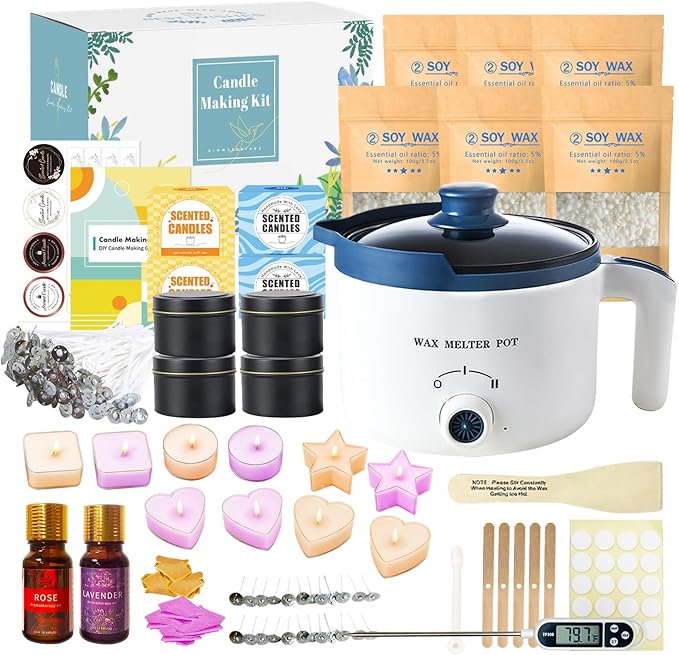 Candle Making Kit for Adults, Scented Candle Maker Set and Tealight Cups, Premium Wax Melts Pot Kit to Make Your Own