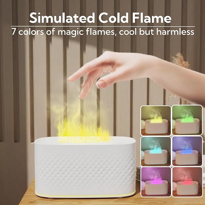 Portable Small Humidifier Dual Nozzle - Large Cool Mist Humidifiers Double Spray Ports, Water Shortage Protection, Ultra-Quiet, Mini Humidifier for Bedroom Plants Office Car Travel (Flame Volcano)