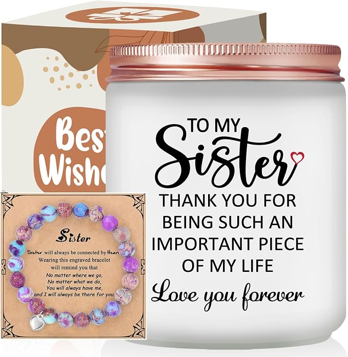 Sister Birthday Gifts - Mothers Day Christmas Gift for Sister from Sisters- Lavender Scented Candle