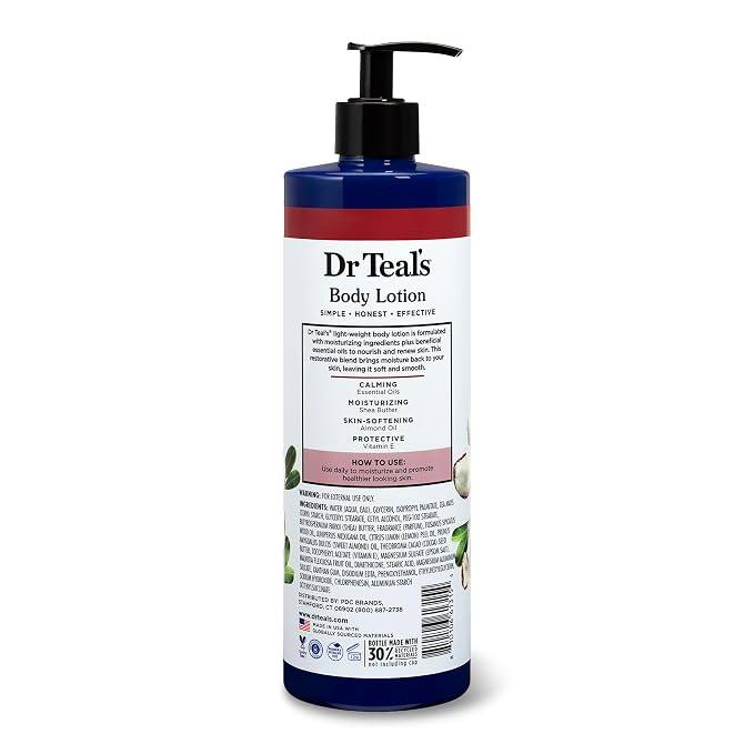 Dr Teal's Body Lotion, Shea Butter & Almond, 18 fl oz (Pack of 3)