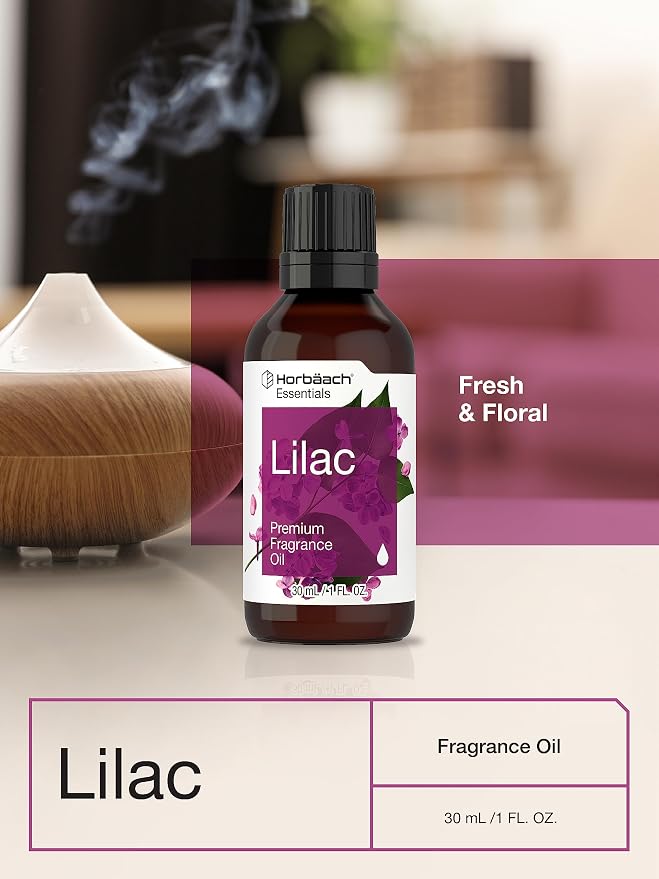 Horbäach Lilac Fragrance Oil | 1 fl oz (30ml) | Premium Grade | for Diffusers, Candle and Soap Making, DIY Projects & More