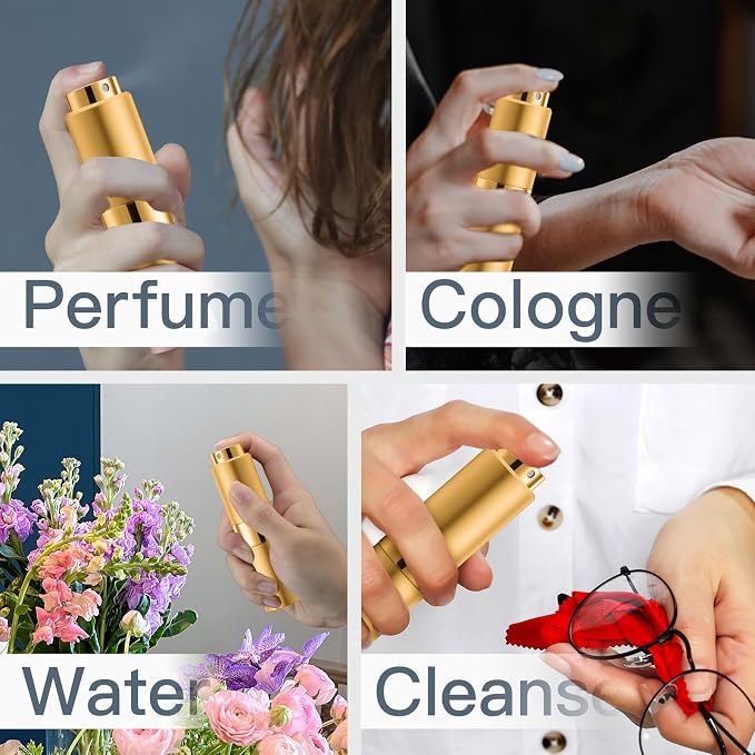 Cologne Travel Bottle 20ml - Large Size Perfume Atomizer Refillable for Men - Pocket Empty Fragrance Sprayer for Refill - 0.67oz Portable Twist Spray Sample Container for Purse Black &Gold