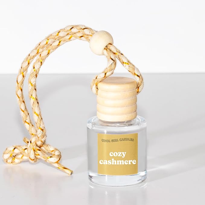 COOLGIRLCANDLES Cozy Cashmere Car Air Hanging Fragrance Oil Diffuser for Essential Oils, Long Lasting Car Diffuser Bottle