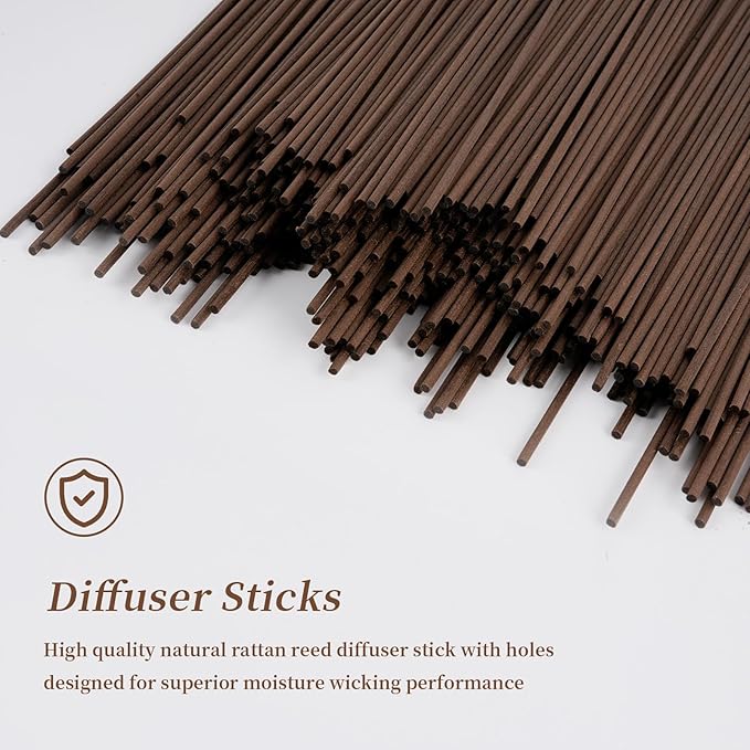 10inch Reed Diffuser Replacement Sticks - 60Pcs Brown Aroma Fragrance Sticks Refill for Home and Bathroom - Rattan Essential Oil Sticks for Scented Diffuser