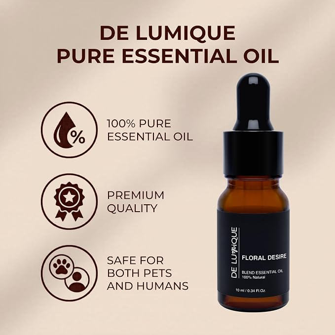 Floral Desire Scent DE LUmiQUE Calming Essential Oil Blend, 100% Natural Aromatherapy Grade, 10ml / 0.34 Fl Oz