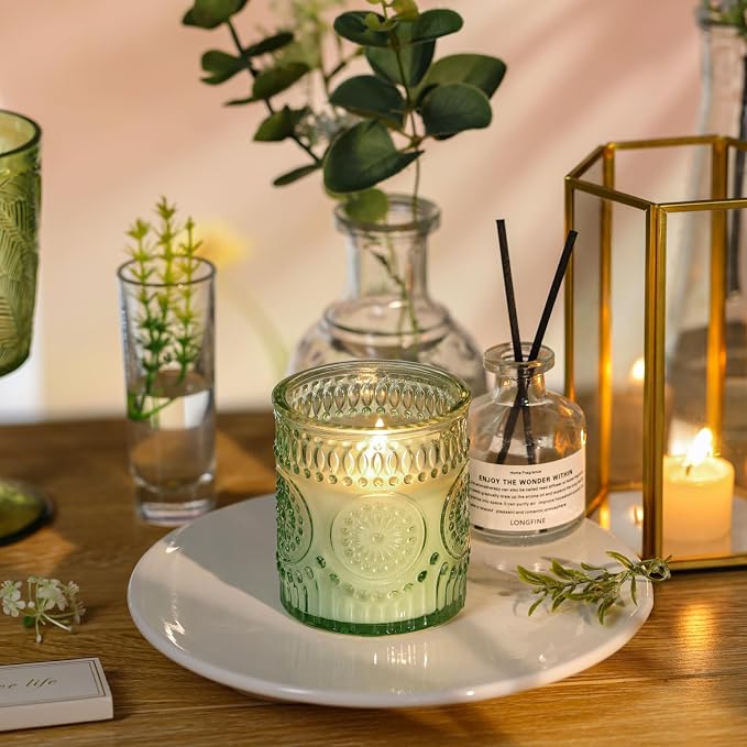 Eucalyptus & Sage Soy Scented Candles for Home- 5.3oz 35H Natural Soy Wax Aromatherapy Jar Candle with Strong Scent, Decorative Aesthetic Candles for Relax, Meditation, Bathroom, Luxury Gift for Women
