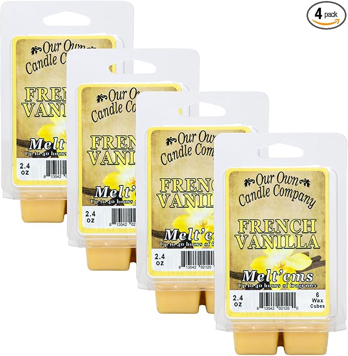 Our Own Candle Company Premium Wax Melt, French Vanilla, 6 Cubes, 2.4 oz (4 Pack)