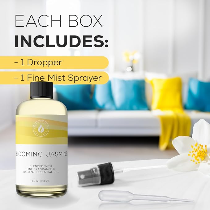 Aroma Country Blooming Jasmine Diffuser Oil - Luxury Essential Oils for Diffuser Refill & Air Freshener Room Spray - Long-Lasting & Natural Home Fragrance, Scented Oil (8.5 Fl. oz)