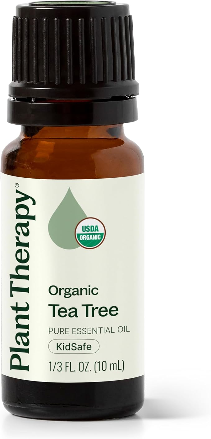 Plant Therapy Organic Tea Tree Oil (Melaleuca) 100% Pure, USDA Certified Organic, Undiluted, Natural Aromatherapy for Skin, Hair, and Toenails, Therapeutic Grade 10 mL (1/3 oz)